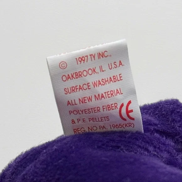 TY Beanie Baby Original Princess Diana 1997 TY Inc Oakbrook IL Purple Bear - Picture 6 of 8